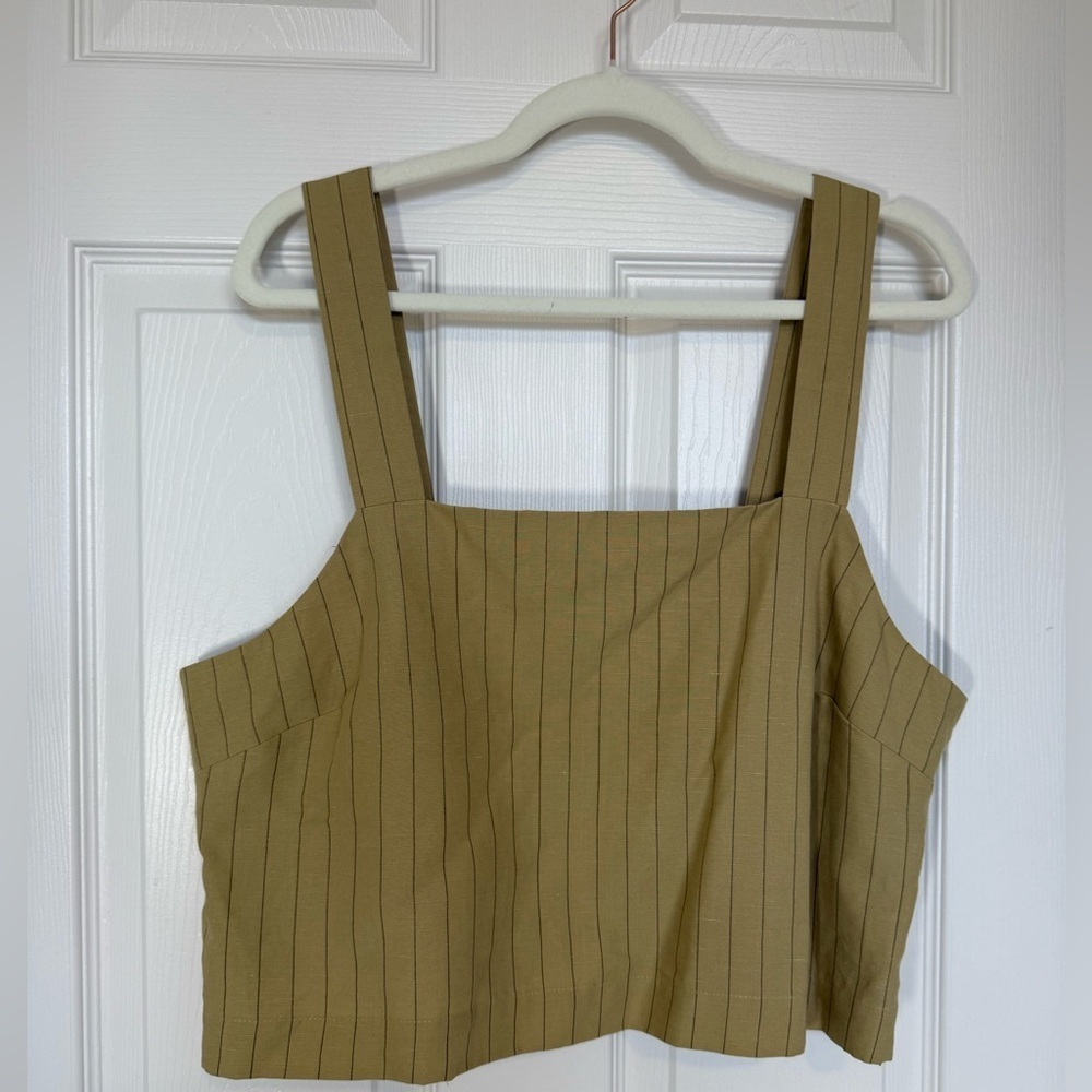Frank & Oak The Shell linen Lyocell blend striped cropped  top- NWOT- size XL - Picture 2 of 7